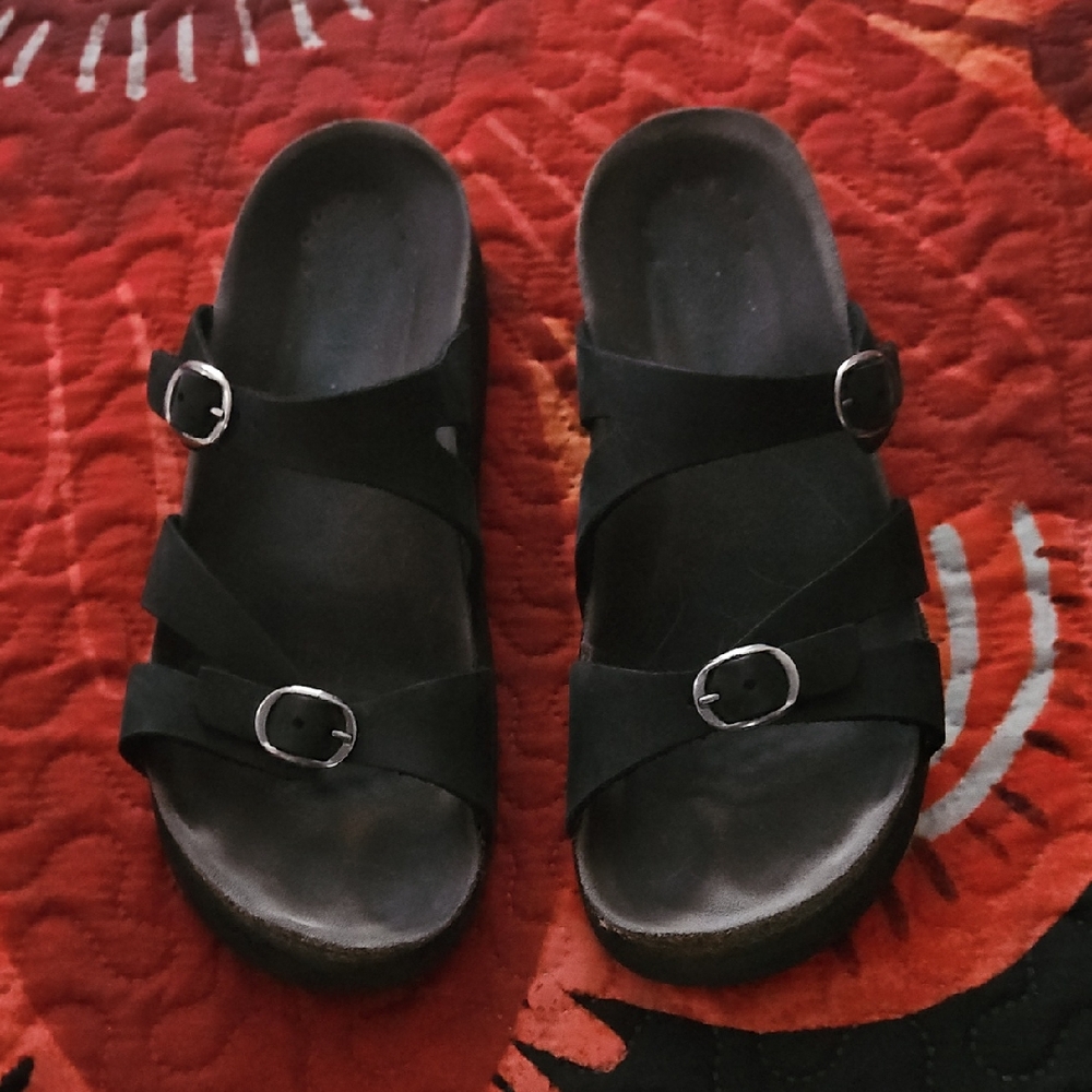 Mephisto Black Sandals with Buckle Straps *Womens Size 8